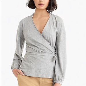 BLACK Jcrew long sleeved wrap top in cotton tencel, size S NWT